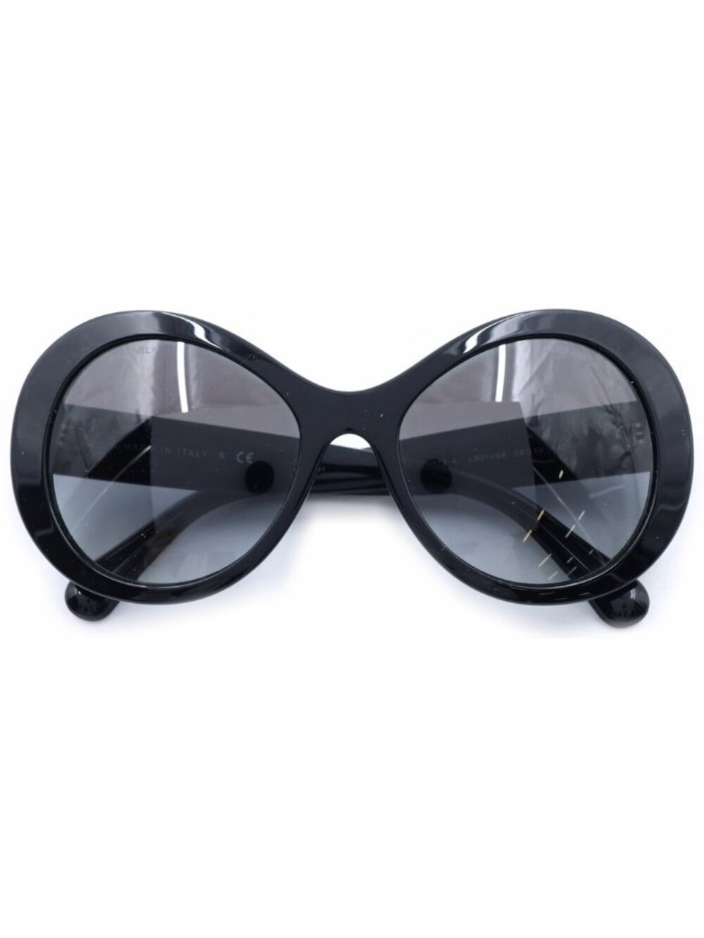Chanel CC Logo Round Shape Sunglasses Eyewear Color Lens Black